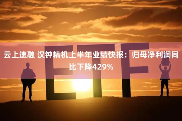 云上速融 汉钟精机上半年业绩快报:归母净利润同比下降429%